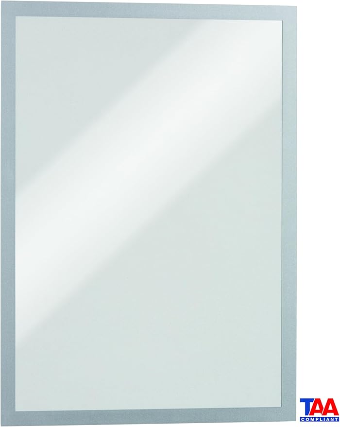 Durable Duraframe Self-Adhesive Magnetic Frame Silver - Tabloid Size 11" x 17" - Document Frame for Internal Signage - Self-Adhesive Attachment - Pack of 2