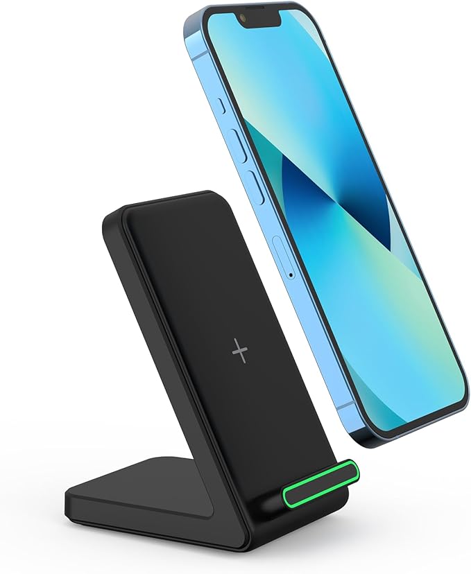 Fast Wireless Charger, 15W Wireless Charging Stand Compatible with Samsung Galaxy S24/S23/S22/S21/S20, for iPhone 17/16/15/14/13/12/11/XR/8, for Google Pixel 9 8 7,and More.