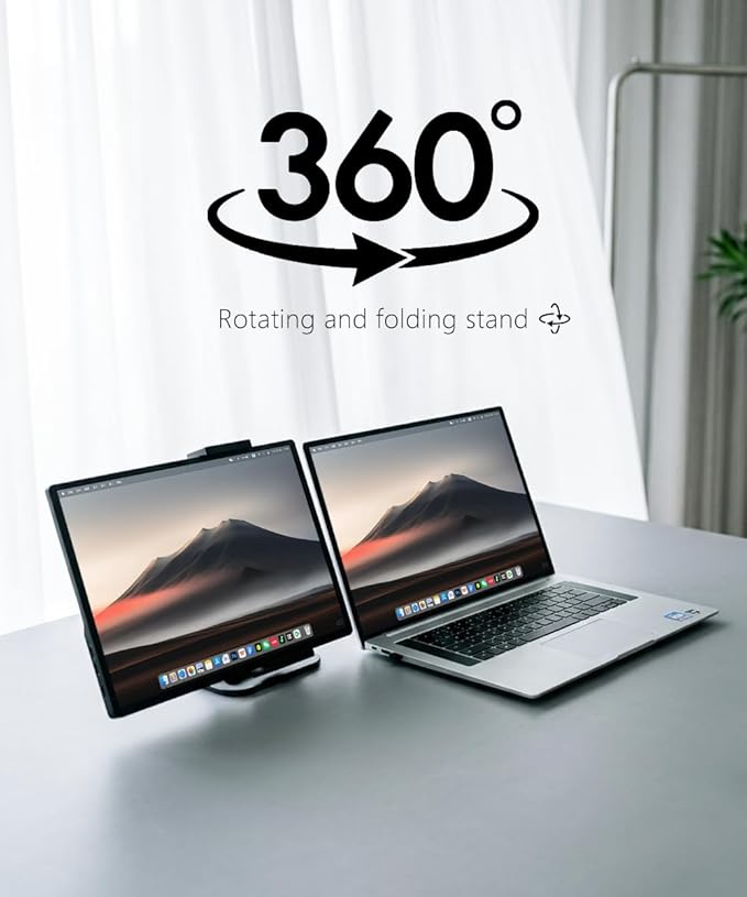 Portable Monitor Stand for Desk, Extra Tall Adjustable Tablet Holder (Max 45cm-17.7" Height), Aluminum 360° Swivel Arm Mount for 6-17.3" Screens, Fits 12.9 inch iPad Pro & Portable Displays