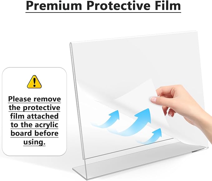 MaxGear Acrylic Sign Holder 8.5x11 Inches Horizontal 12 Pack, Slant Back Clear Tabletop Display Stands for Flyers Menus Documents, Landscape Sign Frames