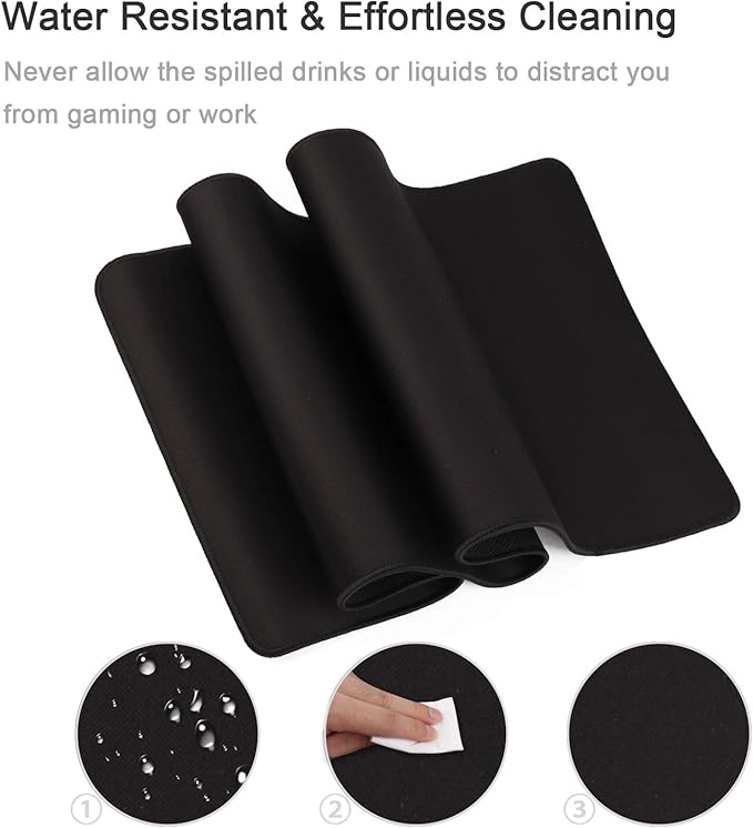 Gaming Mouse Mat/Mouse Pad 23.6x11.8x0.12Inch | XXL Mouse pad | Table mat/Large Size | Improved Precision and Speed | Rubber Base for Stable Grip on Smooth Surfaces Non-Slip (60x30Black004)