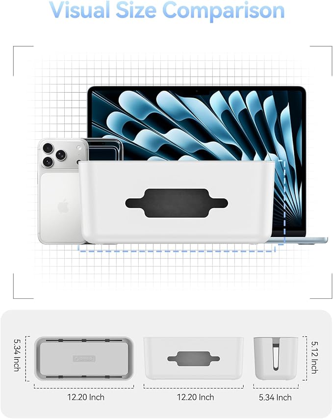 ORICO Cable Management Box, Cord Hider Box to Conceal Power Strips on Desk or Floor, Keeping Cords Tidy and Protected from Damage, Stylish Cable Organizers for Home, Office, School - PB01