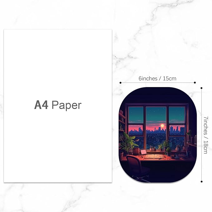 Small Mouse Pad, 6 x 7 Inch, Oval Mini Mouse Pad with Non-Slip Rubber Base for Laptop Wireless Mouse Keyboard Tray Mousepad, Window View
