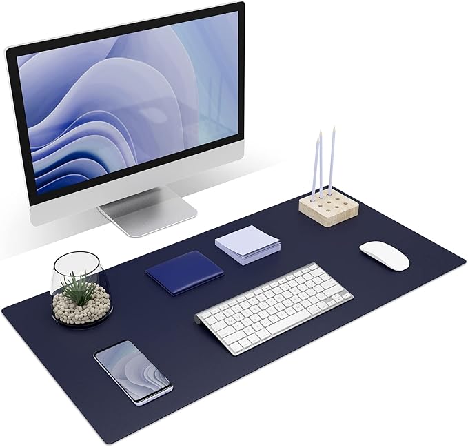 K KNODEL Non-Slip Desk Mat, Desk Pad, Desk Blotter, Desktop Mat for Desk, Large Desk Protector, Office Computer and Laptop Mat for Desk (31.5"x15.7", Dark Blue)