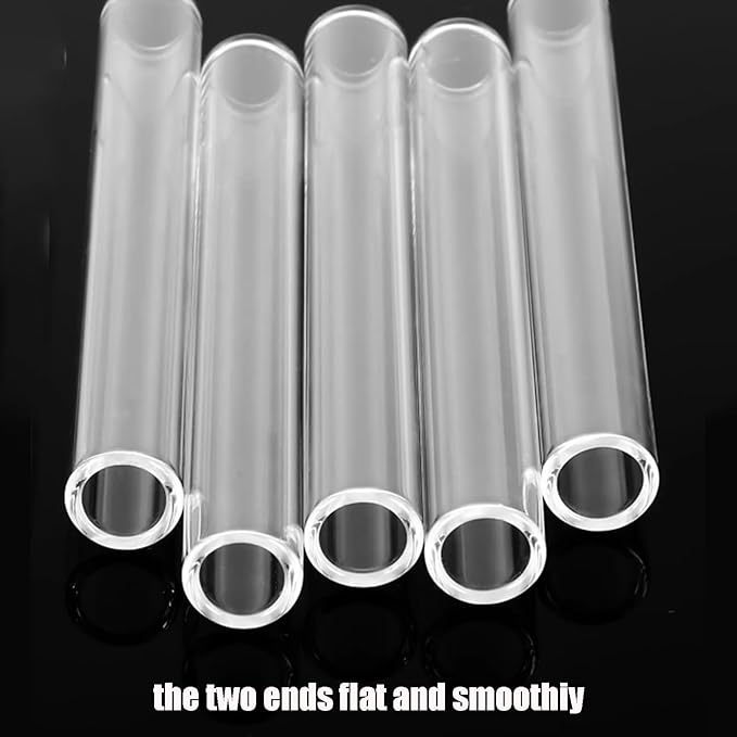 Borosilicate Glass Tubes 4" 10mm 1.5mm Thick Wall Clear Glass Blowing Tubes for Scientific, Industrial, Art & Craft - 8pc Premium Bulk Set with Brush