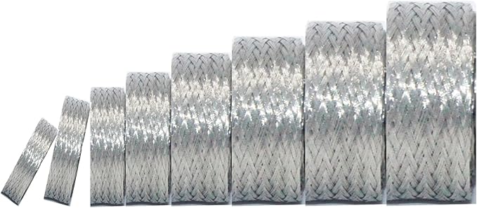 Tinned Copper Braided Cable Shielding Sleeve Metal Wire Loom Sheathing EMI RFI ESD Protector Grounding Mesh Flat Tubular Expandable 1/4" W(0.16" ID)-20FT