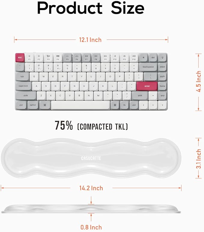 Ergonomic Clear Gel Wrist Rest for Computer Keyboard - Non-Slip Crystal Gel Pad, Soft Comfortable Support, Washable, Office Gaming Wrist Pain Relief