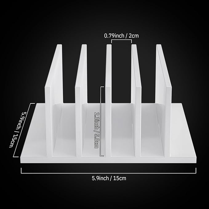 Frienda 4-Compartment Acrylic Vertical Laptop Stand, Can Accommodate with a Thickness of Less Than 2 cm, Fits Most Laptop(2 Pcs,White)