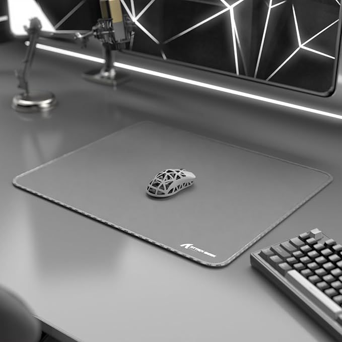 ATTACK SHARK CM02 Gaming Mouse Pad for Esports Speed Large Mouse mats for Desk Waterproof Surface Stitched Edges and Anti-Slip Rubber Base Size L Laminate 17.72” x 15.75” x 0.16” Light Grey