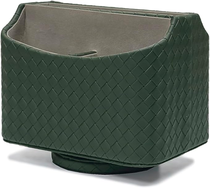 UnionBasic Rotating Desk Organizer, 360 Desk Spinning Caddy, Desktop TV Guide/Mail/Media/Remote Controller Holder Organizer, Woven Green