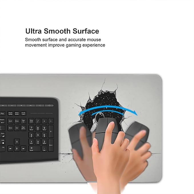 Astronaut Desk Mat Fantasy Funny Space Wall Extended Gaming Mouse Pad Mat with Stitched Edge Non-Slip Base Big Mouse Pad 31.5"x11.8" Office Computer Keyboard Laptop Home