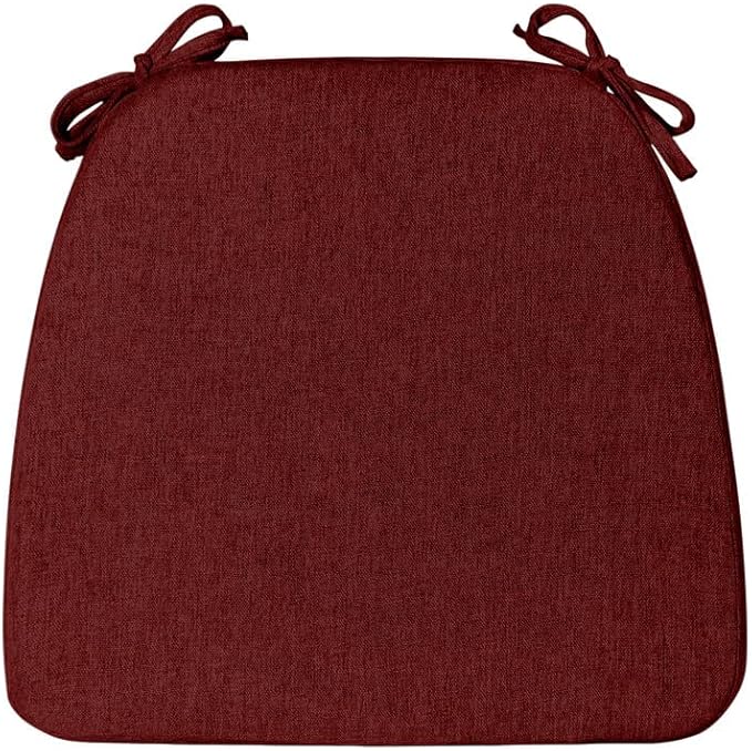 Chair Cushions Set of 1, D-Shaped Seat Cushion for Chair, Non Slip Chair Pads with Ties, 17" x 16" x 2", 40D Foam, Removable Washable Cover, Seat Cushions for Kitchen Chairs, Burgundy