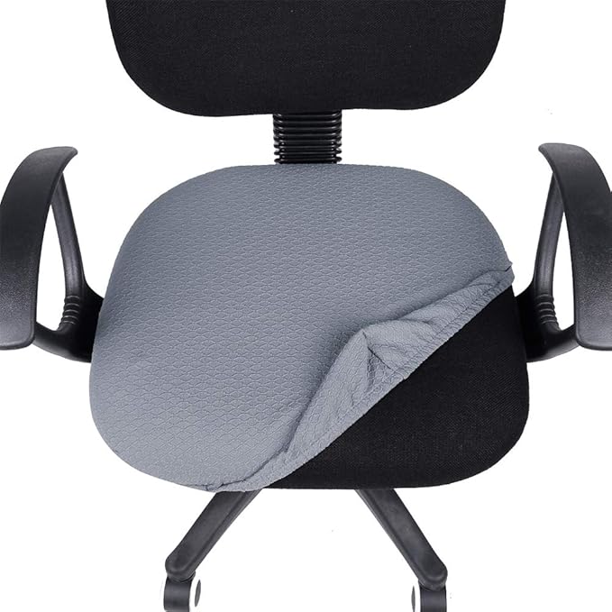 Smiry Stretch Jacquard Office Computer Chair Seat Covers, Removable Washable Anti-dust Desk Chair Seat Cushion Protectors - Grey