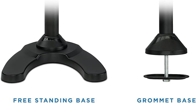 Mount-It! Dual Monitor Stand for Desk, Adjustable Monitor Stand for 2 Screens up to 27", 22 lbs Each, VESA 75x75 100x100, Full Motion Arms, Free Standing Base or Grommet Mount, MI-792