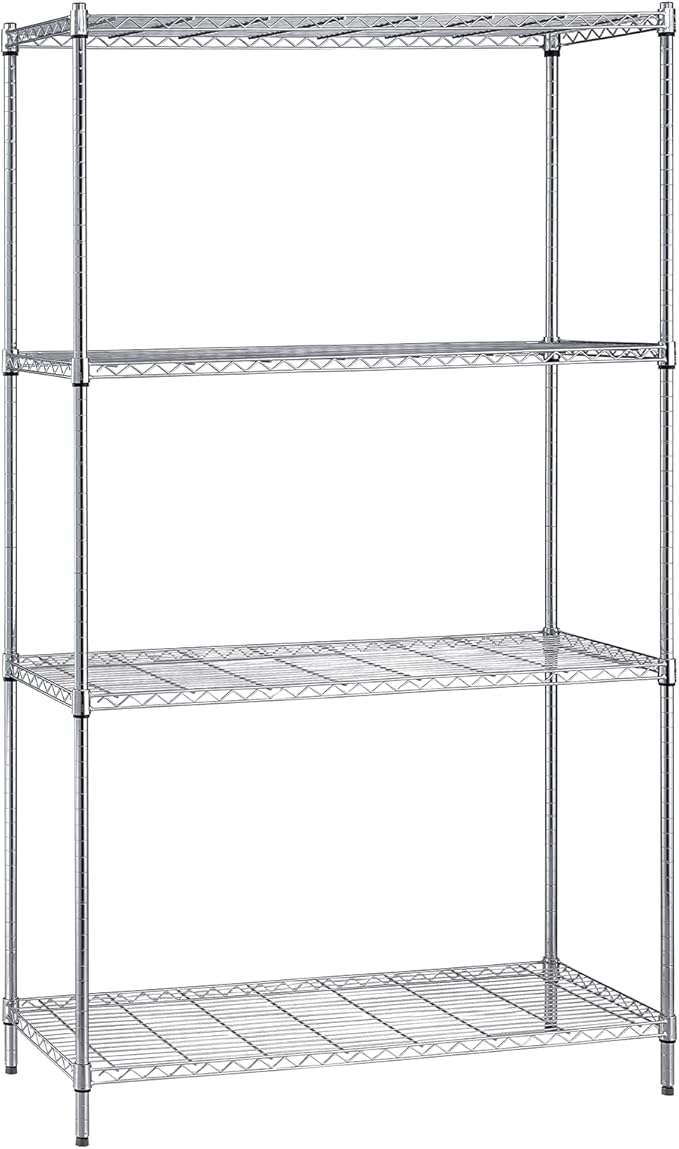 Quantum Storage Systems WR63-2424C Starter Kit for 63" High 4-Tier Wire Shelving Unit, Chrome Finish, 800 lb. Per Shelf Capacity, 24" Width x 24" Length x 63" Height