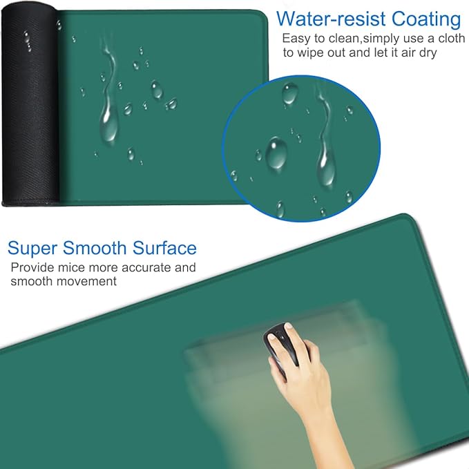 Mouse Pad Large, 31.5x15.7 inch Gaming Computer Keyboard Mouse Mat, Water Resist Non-Slip Mousepad Rubber Base Long XXL Mouse Pad for Work & Gaming, Office & Home, Green