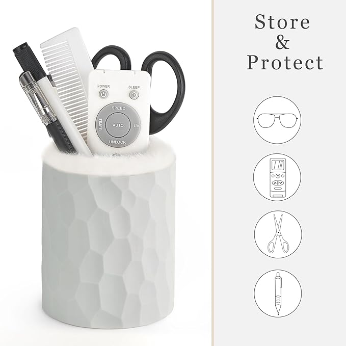 Mkono Plush Lined Eyeglasses Holder Protective Glasses Holder Stand Case Anti-scratch Glasses Storage Organizer for Table, Desk, Nightstand, Office, Gray
