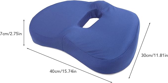 Memory Foam Seat Cushion 18x18 Inches Breathable Mesh Cover Removable Washable Non Slip Base 50% Pressure Relief for Long Sitting Back Pain Relief on Office Car Plane
