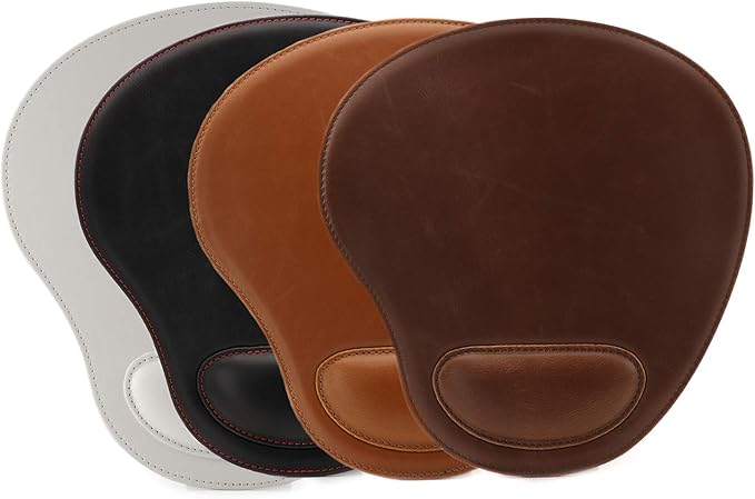 Londo PU Leather Oval Shape Non-Slip Mousepad with Wrist Rest Support, Waterproof Surface, Comfort Memory Foam, Light Ergonomic Design Mouse Pad for Laptop, Desktop