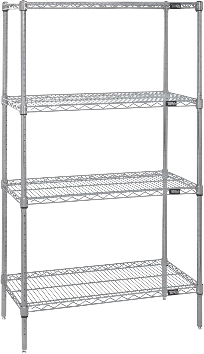 Quantum Storage Systems WR86-2160S Starter Kit Wire Shelves Stainless Steel 4 Shelves 86" H x 60" W x 21" D