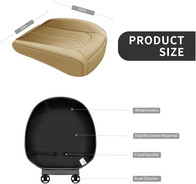 KAYI Car Seat Cover, Memory Foam Car Seat Cushion, Non-Slip Bottom Breathable Car Seat Cover, Relieve Tailbone Pain, Car Seat Protector, Suitable for 95% of Vehicles (Beige, 1 Pack)