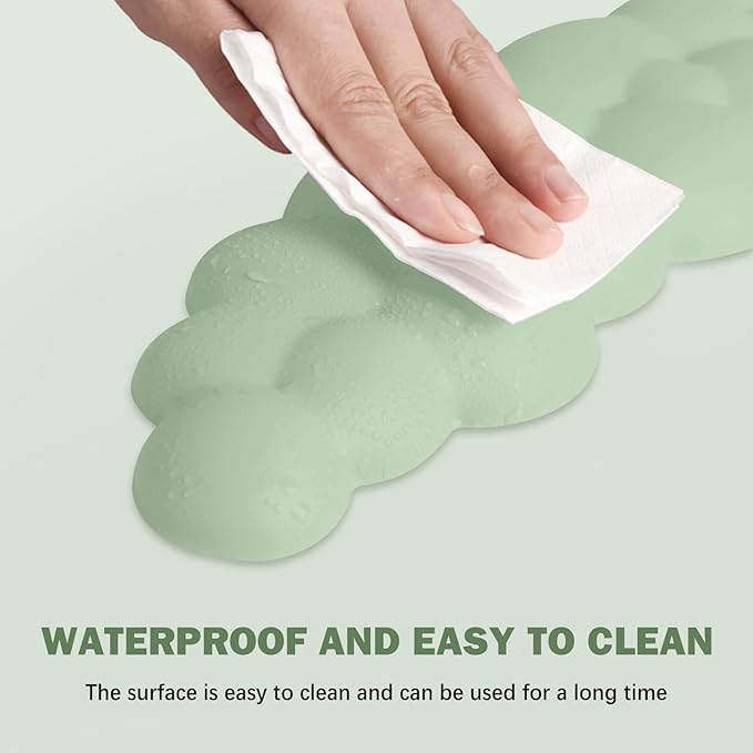 Cloud Keyboard Wrist Rest and Mouse Pad with Wrist Support Set, Ergonomic PU Leather Mouse Pads, Memory Foam Non-Slip Mousepad for Computer,Laptop, Green Cloud