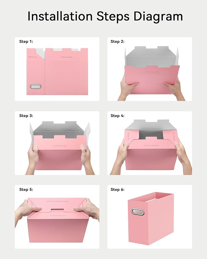 Oterri Cardboard File Organizer Box for Hanging File Folders Letter Size,File Box for Computer Desk,File Cabinet,Working Home,Office,Classroom (Pink, Letter Size - 8 Packs)