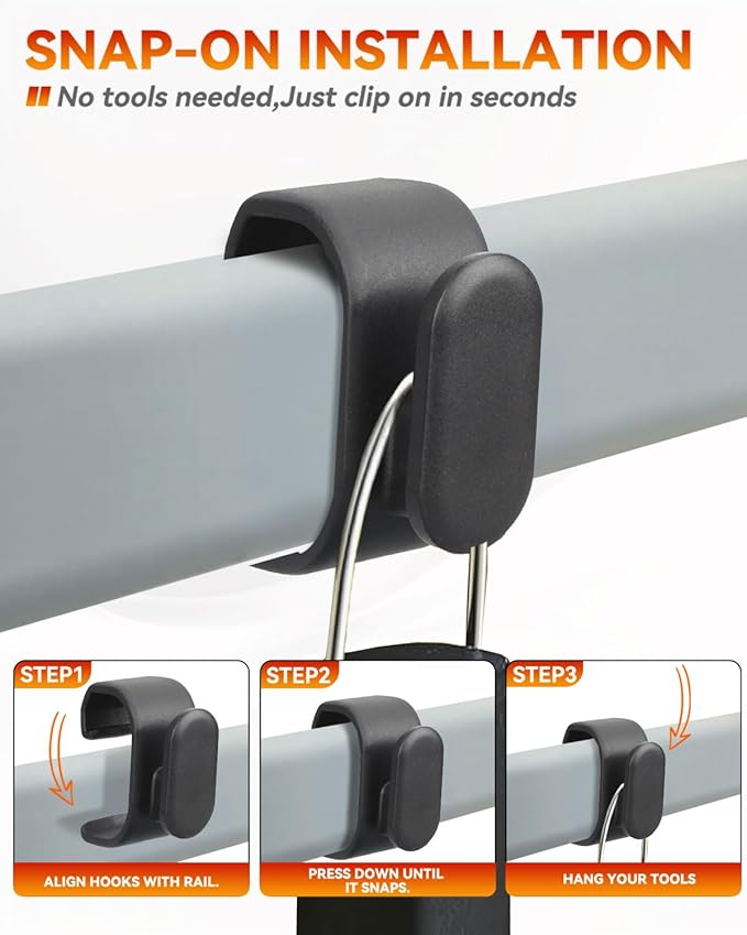 8-Pack Tool Hooks for Weber Grills, Grill Tool Holder for Weber Slate Griddle, Grill Accessories for 3400519 Weber Works Side Rail, Barbecue Utensils Outdoor Hanging