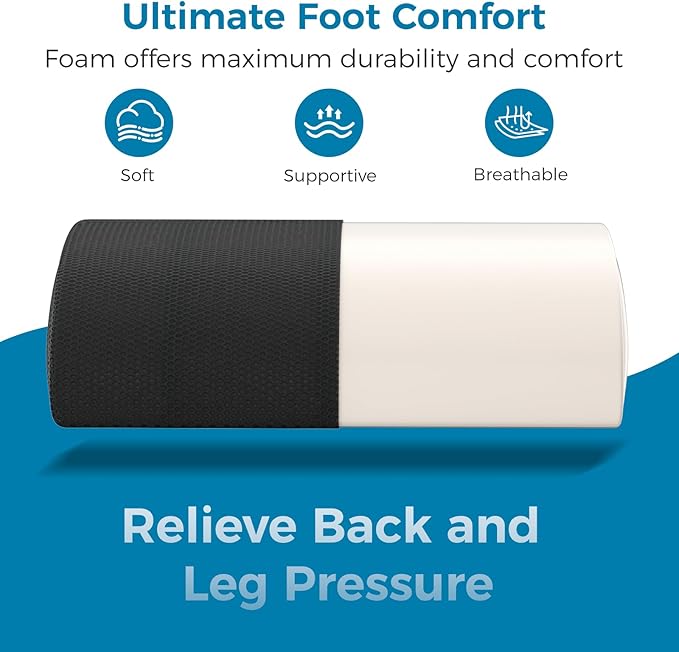 Foot Rest for Under Desk at Work, Adjustable Height Memory Foam Foot Stool with Washable Cover-Comfortable Footrest, Ergonomic Footrest for Under Desk, Office Chair (Black)