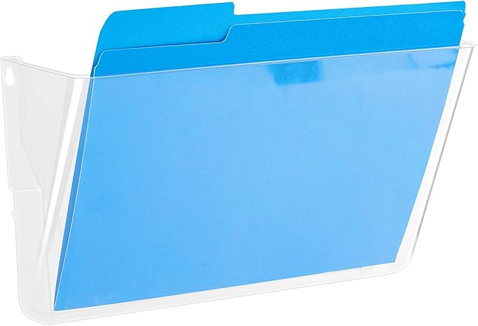 Amazon Basics Expandable Plastic Wall File Organizer,Hanging File Holder,Letter Size,1-Pocket,Clear,Space Saving for Office Home,(Pack of 10)