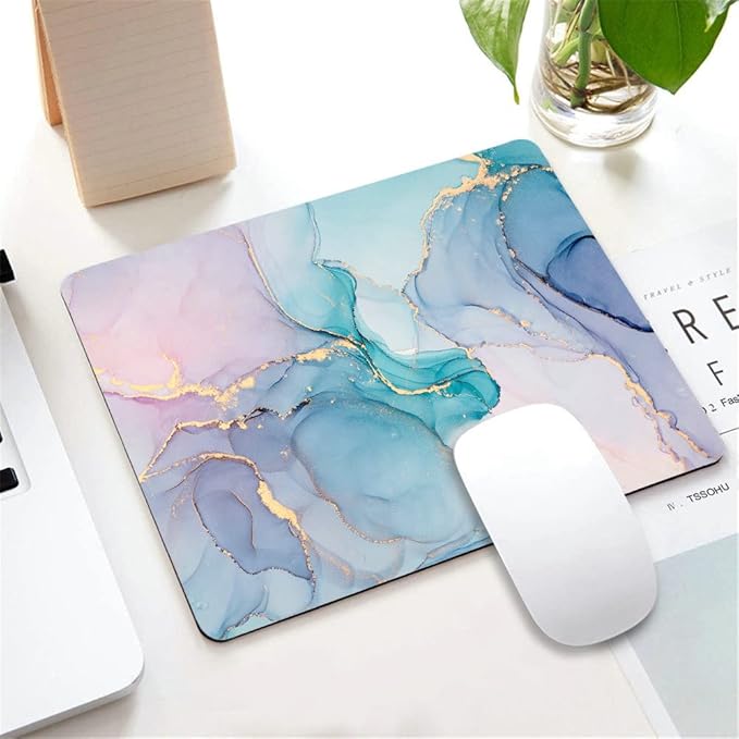 Mouse Pad, Blue Marble Mouse Pad, Mouse Mat Square Mouse Pad Non Slip Rubber Base MousePads for Office Laptop Pretty Marble, 9.5"x7.9"x0.12" Inch
