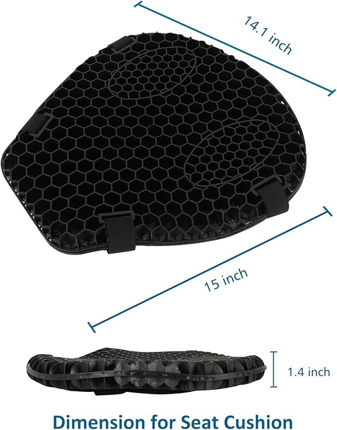 SUNPIE Motorcycle Seat Cushion with Extra Cover Universal 3D Gel Honeycomb Motorcycle Seat Cover Breathable and Comfortable Large Seat Cushion Pad