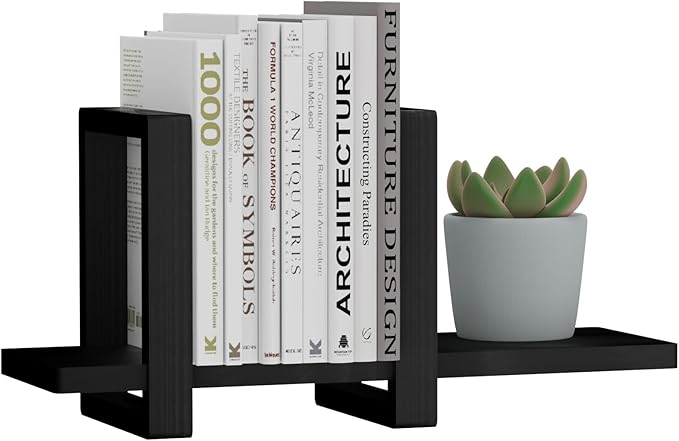 100% Solid Wood Adjustable Desktop Bookshelf, Retro Tabletop Bookshelf, Desk holder Shelf for Living Room, Home, Office, Perfect for Magazine, Books, Cookbooks, No Tools Required to Assemble (Black)