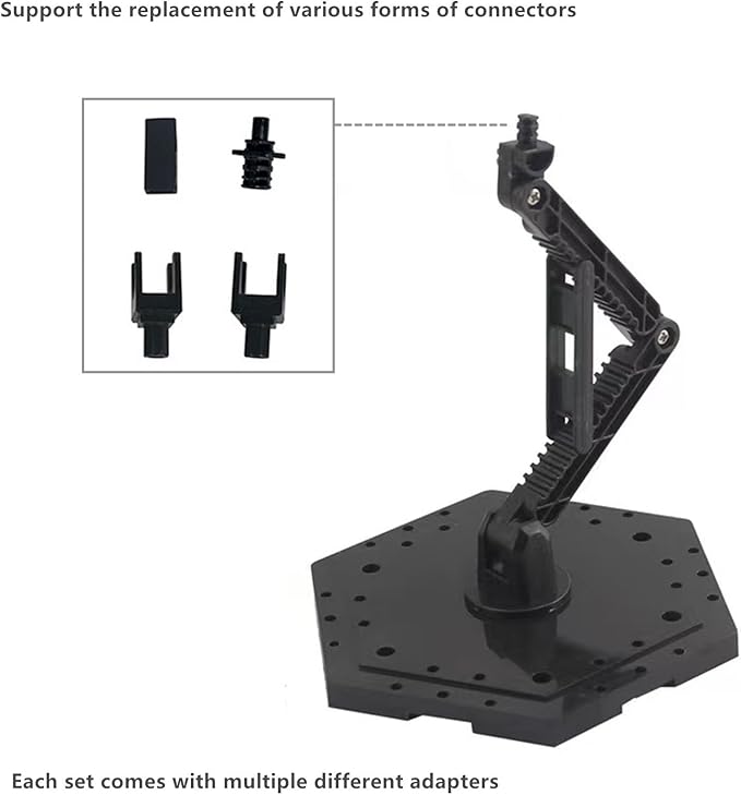 4-Piece Set Model Kit Display Stand and Runner Storage System with Action Base, Suitable for storing various tools,Suitable for Model Stand and HG, MG and RG Model Character Display Stand，Black.