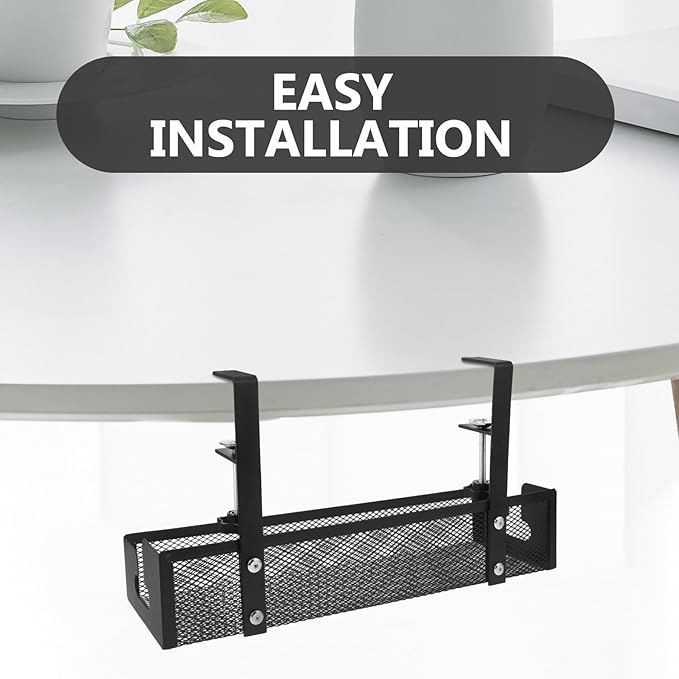 Desk Cable Management Tray Metal Cord Organizer Cable Raceways Wire Organizer for Home and Office Cord Management with No Drill Installation Large 40cm