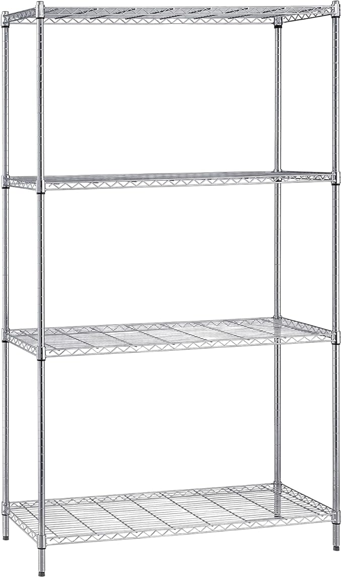 Quantum Storage Systems WR63-2472C Starter Kit for 63" High 4-Tier Wire Shelving Unit, Chrome Finish, 600 lb. Per Shelf Capacity, 24" Width x 72" Length x 63" Height