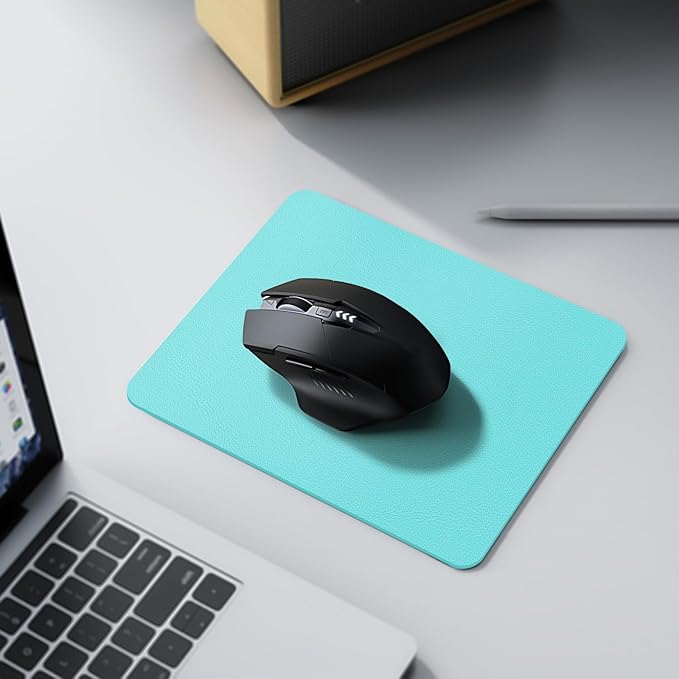 Leather Desk pad Protector, Office Mat, Large Mouse Mat, Non-Slip PU Leather Blotter, Laptop Desk Pad,Waterproof Laptop Computer Desk Keyboard Mat for Office/Work/Home/Decor (Light Blue, 11in*8in)