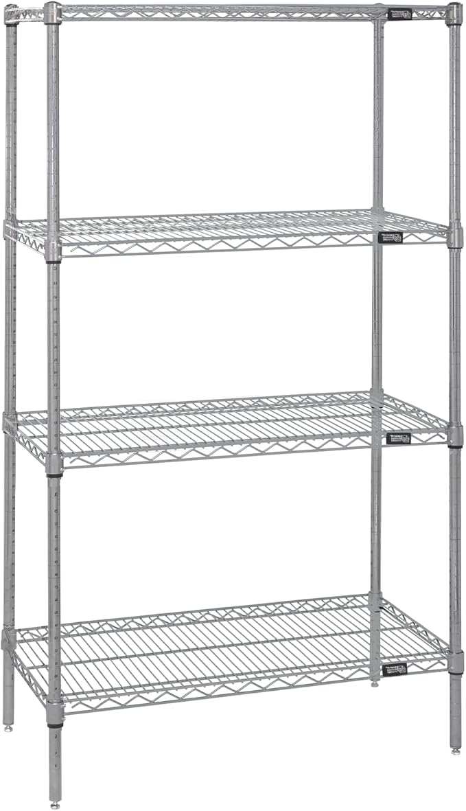 Quantum Storage Systems WR86-2124S Starter Kit Wire Shelves Stainless Steel 4 Shelves 86" H x 24" W x 21" D