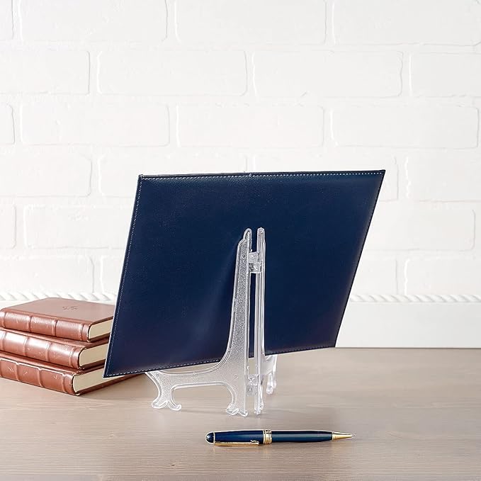 Navy Faux Leather Certificate Holders with Acrylic Easel Stand – 3-Pack, Holds 8.5 x 11" Letter-Size Document Vertically or Horizontally, Professional Certificate Award Frame