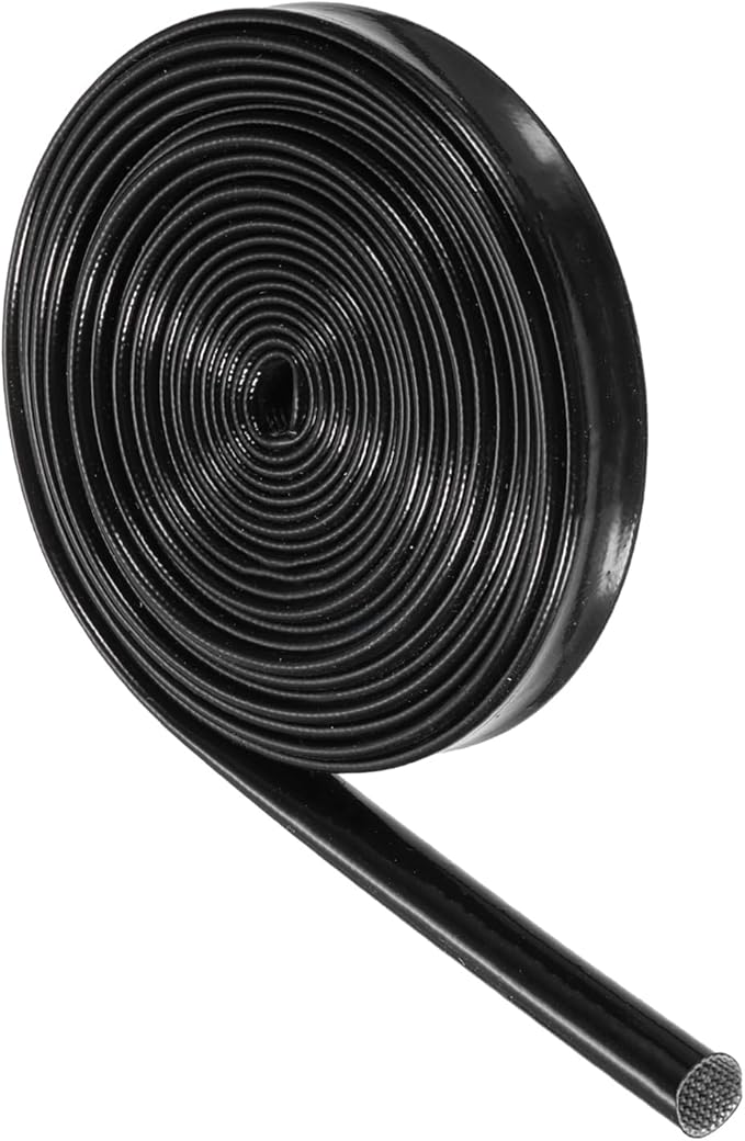 MECCANIXITY Insulation Braided Cable Sleeve,10 Ft-5/16 Inch ID Black, High Temp Silicone Fiberglass Sleeving for Cable Wrap, Automotive Wiring Protection