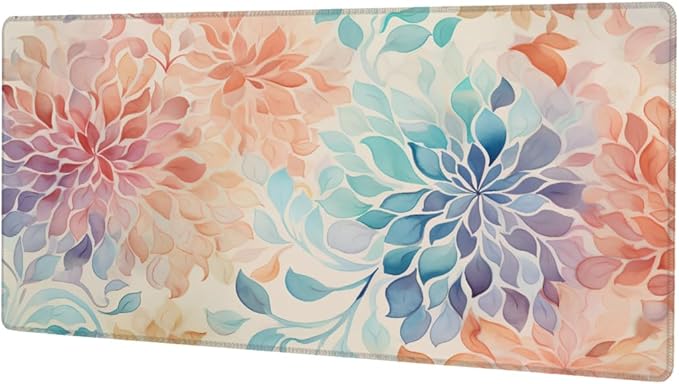 Large Mouse Pad Watercolour Abstract Flower Non-Slip Rubber Long Gaming Desk Mat Big Computer Keyboard Mousepad Waterproof Protector Wristing Pad for Gaming Office Home Decorative 31.5 X 11.8 Inch