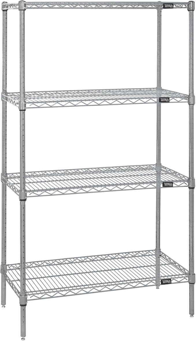 Quantum Storage Systems WR86-2454S Starter Kit Wire Shelves Stainless Steel 4 Shelves 86" H x 54" W x 24" D