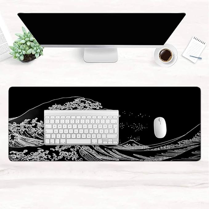 Gaming Mouse Pad Large Desk Mat Extended Keyboard Mouse Pad Mousepad with Non-Slip Base and Stitched Edge Mouse Mat Desk Pad Mouse Pads for Desk Home Office Gaming Wave