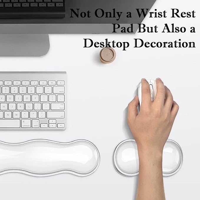 Update Gel Wrist Rest Pad for Keyboard & Mouse Set, Silicone Viscoelastic Wrist Support No Slip Pad for Pain Relief, Effortless Typing, Gaming, Computer, Laptop, Office