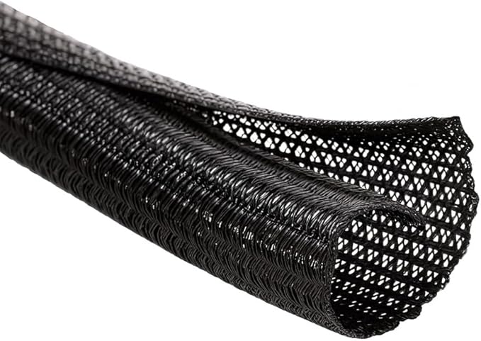 MGI SpeedWare Braided Split-Sleeve Wire Loom for High-Temperature Automotive Harness and Home Cable Management 25 feet (1/8")