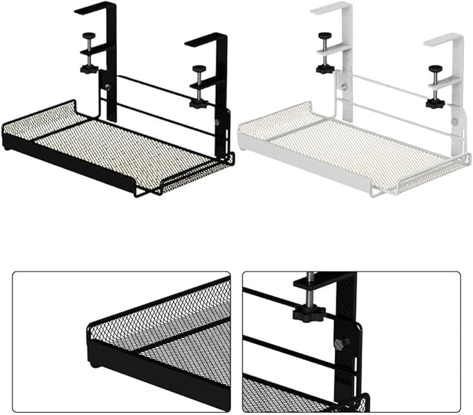 Cable Management Under Desk, Under Desk Cable Management Tray, No Drill Steel Desk Cable Organizers, Wire Management Tray Cable Management Rack 36.5 * 20 * 17.5cm (White-L)