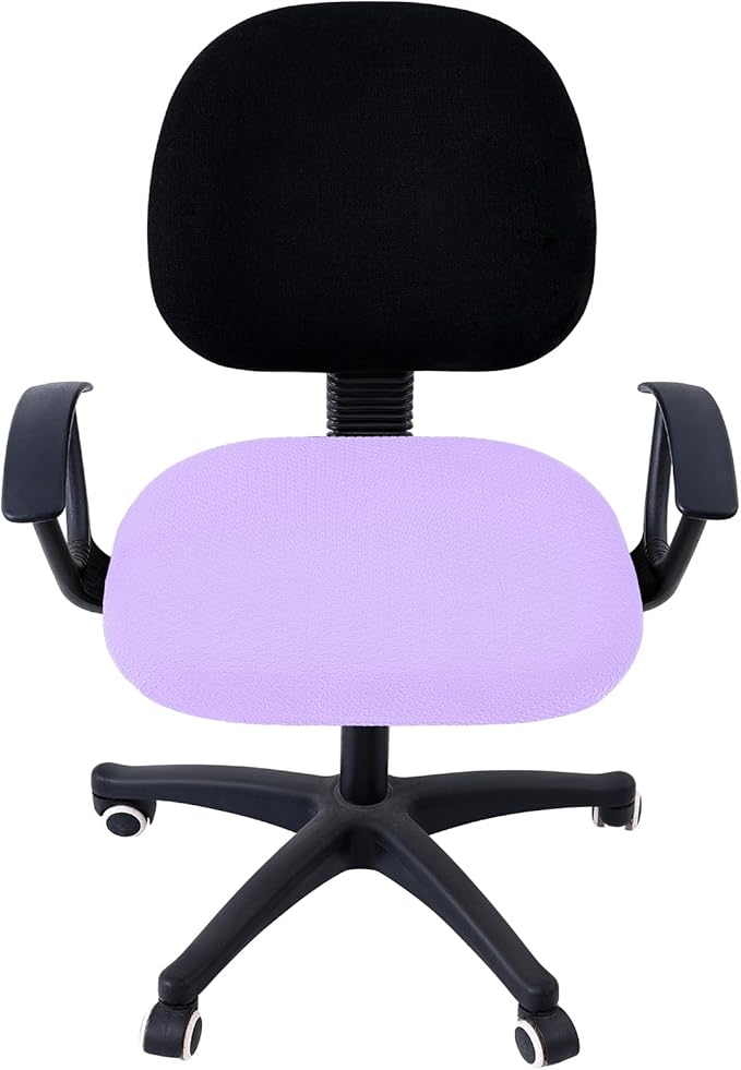 Smiry Stretch Jacquard Office Computer Chair Seat Covers, Removable Washable Anti-dust Desk Chair Seat Cushion Protectors - Lavender