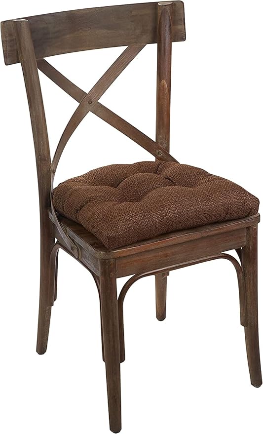 Klear Vu Gripper Overstuffed Universal Non-Slip Dining Chair Cushions for Kitchen Decor or Office Use, U-Shaped Skid-Proof Seat Pad, 15x15 Inches, 4 Count (Pack of 1), Waffle Brown