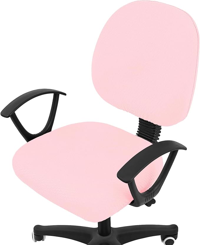 Smiry Stretch Jacquard Office Computer Chair Covers, Removable Washable Universal Desk Rotating Chair Slipcovers Protector, Seat + Backrest Cover, Blush Pink