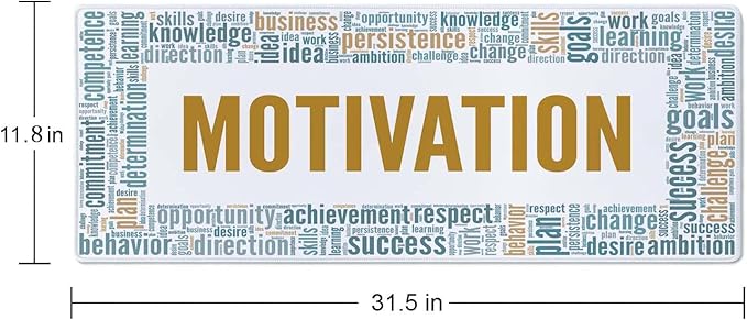 Motivation Gaming Mouse Pad XL Extended Large Desk Mat Big Mousepad Non-Slip Rubber Base Stitched Edge Long Desk Pad for Desktop PC Computer Gamer,31.5×11.8 Inch
